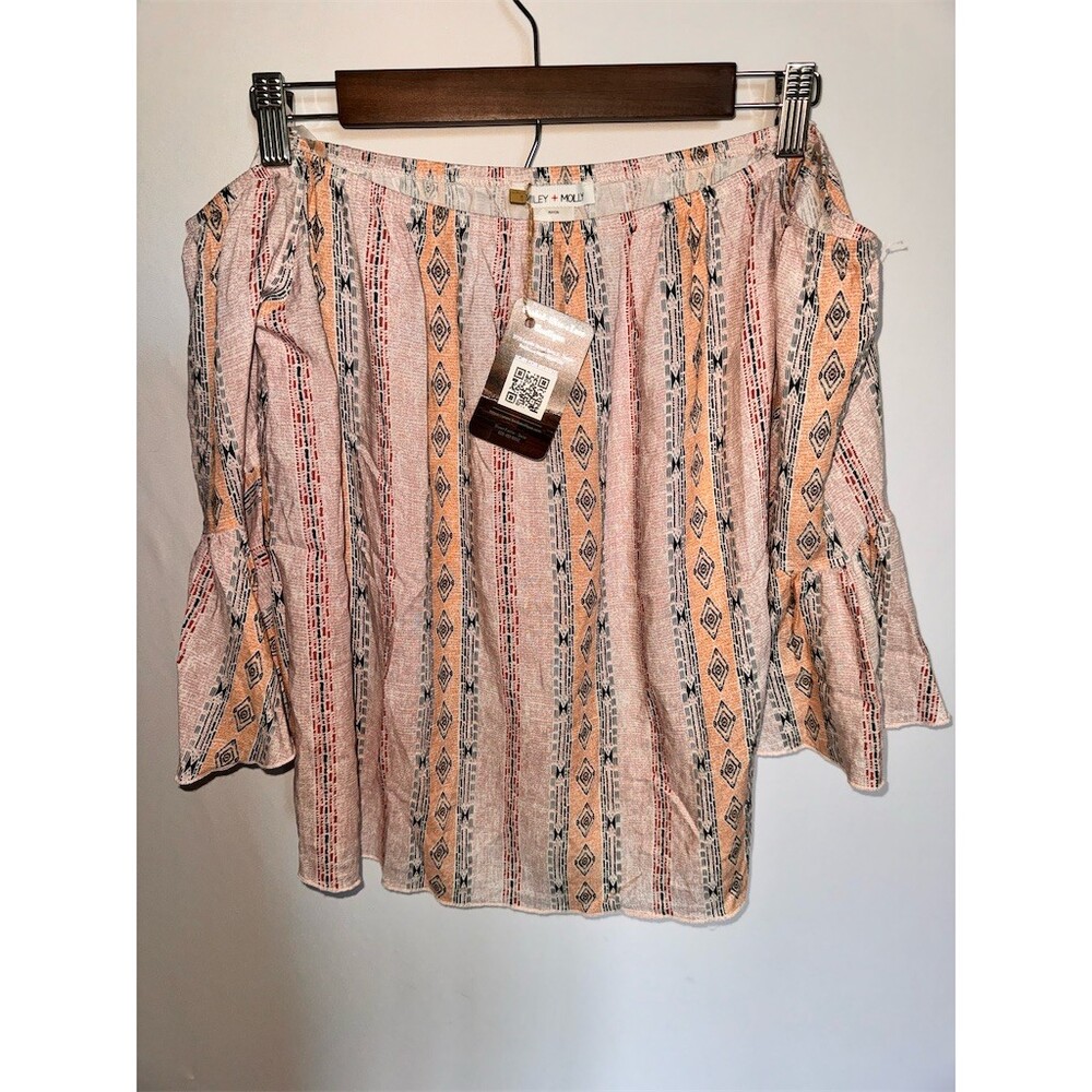 Milfy + Molly Blouse Womens Size M Multicolor Off Shoulder Boho Peasant